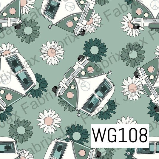 Green Van And Flowers WG108