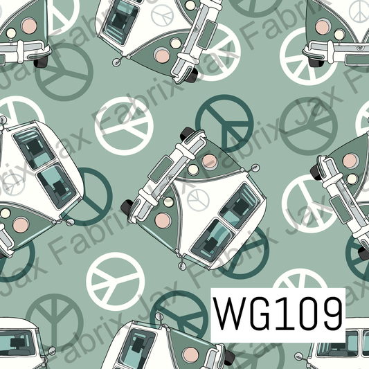 Green Van And Peace Signs WG109