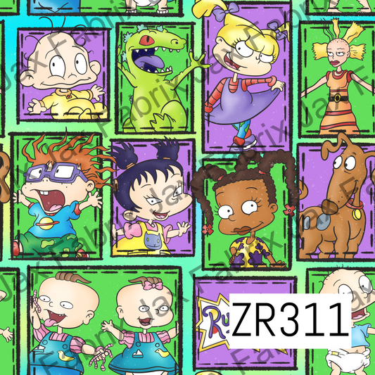 Green and Purple 90's Cartoon Patchwork ZR311