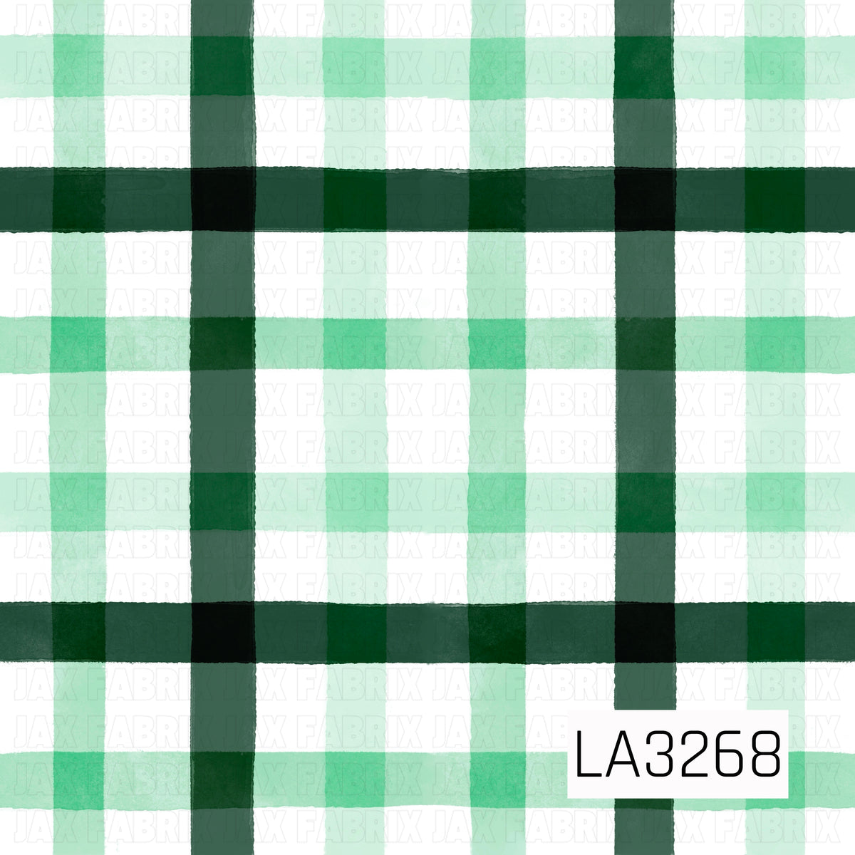 A classic gingham plaid pattern featuring layered shades of emerald, forest, and mint green with crisp white blocks. The soft painted texture gives the traditional checkered design a slightly handmade look.
