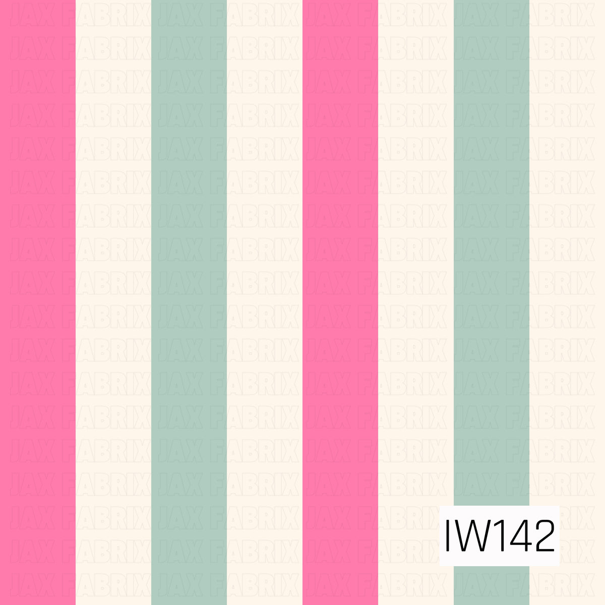 A bold and playful seamless stripe pattern featuring wide vertical bands of vibrant bubblegum pink, soft sage green, and warm ivory. The evenly spaced stripes create a clean, retro-inspired look with a fun, fresh feel. Perfect for coordinating with colorful florals, bows, and other groovy designs.