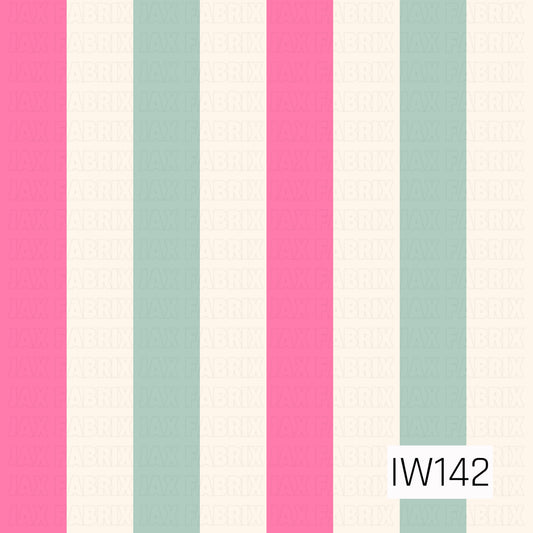 A bold and playful seamless stripe pattern featuring wide vertical bands of vibrant bubblegum pink, soft sage green, and warm ivory. The evenly spaced stripes create a clean, retro-inspired look with a fun, fresh feel. Perfect for coordinating with colorful florals, bows, and other groovy designs.