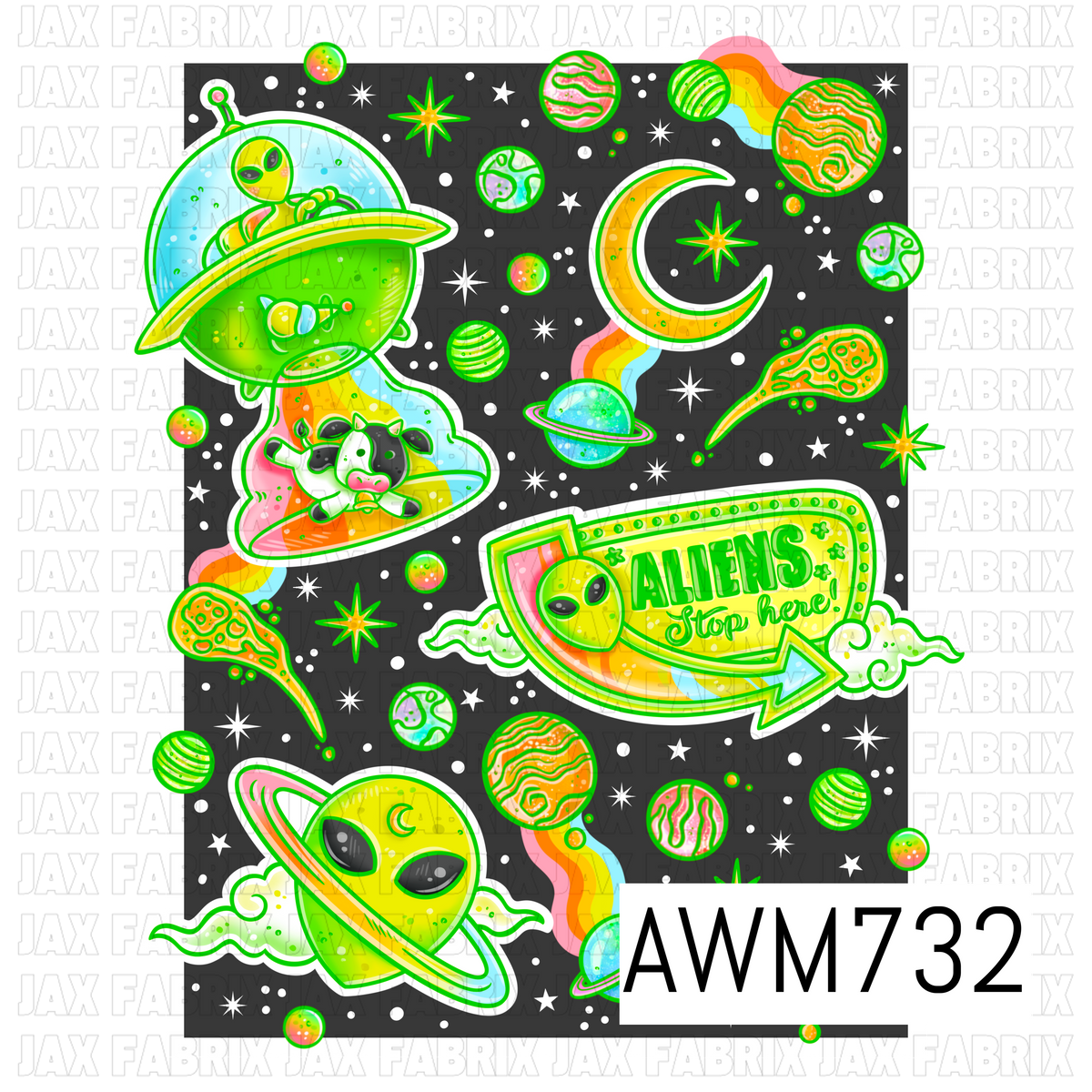 Out-of-this-World Alien Clipart PNG featuring adorable green aliens, flying saucers, colorful planets, stars, moons, comets, rainbow space trails, and a fun “Aliens Stop Here!” sign. These vibrant, high-quality PNG elements are perfect for sublimation, stickers, shirts, tumblers, party décor, and space-themed craft projects.