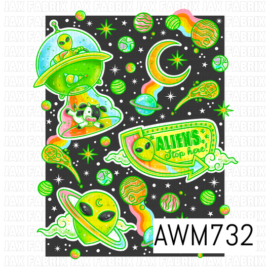 Out-of-this-World Alien Clipart PNG featuring adorable green aliens, flying saucers, colorful planets, stars, moons, comets, rainbow space trails, and a fun “Aliens Stop Here!” sign. These vibrant, high-quality PNG elements are perfect for sublimation, stickers, shirts, tumblers, party décor, and space-themed craft projects.