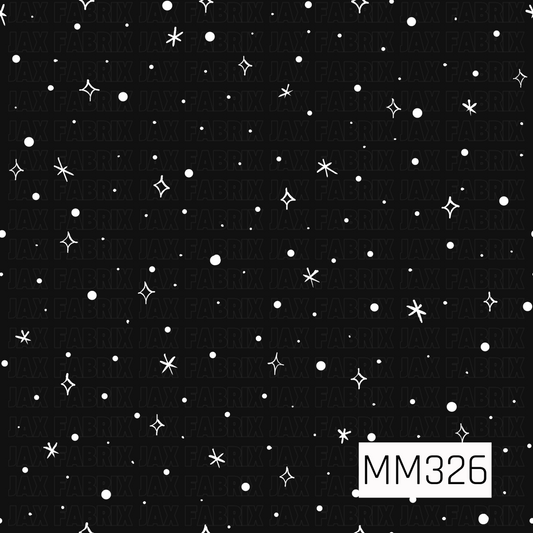 A simple coordinate pattern featuring scattered white stars, twinkles, and dots on a solid black background. This celestial-inspired design adds a subtle magical touch and pairs perfectly with Halloween potion, spooky, and whimsical collections.
