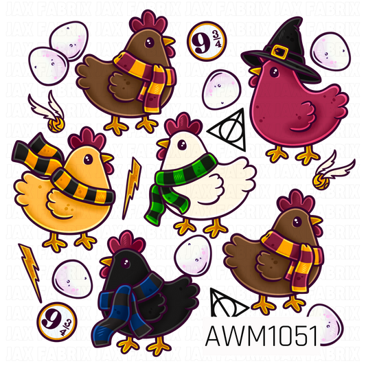 A bold, retro-inspired Harry Potter seamless pattern featuring illustrated portraits of Harry, Hermione, and Ron against a deep black background. Rich burgundy, golden yellow, and cream accents complement magical details including a golden snitch, sorting hat, Platform 9¾ signs, lightning bolts, Deathly Hallows symbols, and scattered geometric shapes. Vintage-style Harry Potter lettering completes this nostalgic, wizard-inspired design.