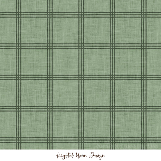 Home for Christmas Simple Plaid Green KW1033