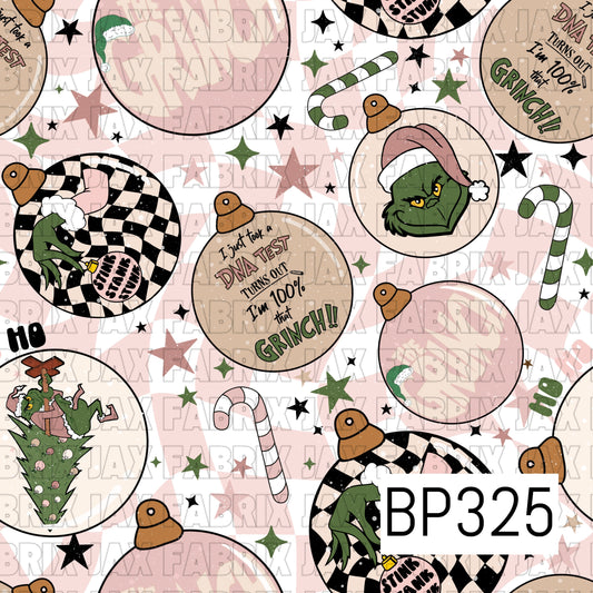 Green Guy Ornaments Pink and White Check BP325