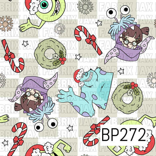 Christmas Monster Light Green Check BP272