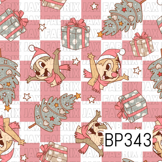 Chipmunk Christmas Red and White Check BP343