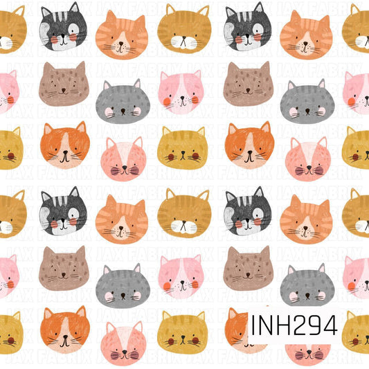 Pattern of colorful cat faces