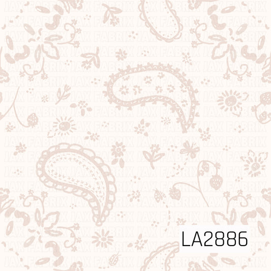 A soft and elegant neutral western-inspired pattern featuring dusty beige paisley motifs scattered across a creamy ivory background. Delicate florals, strawberries, vines, and botanical doodles are woven throughout the design, creating a subtle vintage charm. The tone-on-tone color palette gives this print a timeless, sophisticated feel while the classic bandana elements add a touch of rustic country style. Perfect for western, boho, cottagecore, coquette, and everyday feminine projects.
