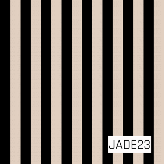 A seamless vertical stripe pattern featuring bold black and soft ivory stripes in a classic alternating layout. The high-contrast design offers a timeless, versatile aesthetic with a touch of vintage charm and spooky sophistication. Perfect for Halloween-themed projects, gothic-inspired accessories, coordinating prints, and year-round statement pieces.
