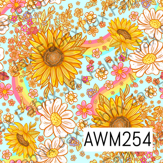 Sunflowers and Rainbows Blue AWM254