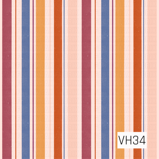 Harvest Bloom Blush Stripe features coordinating vertical stripes in rich plum, dusty blue, golden mustard, rust orange, and soft blush on a light blush background. The warm autumn palette adds a timeless coordinate that pairs beautifully with the Harvest Bloom collection.
