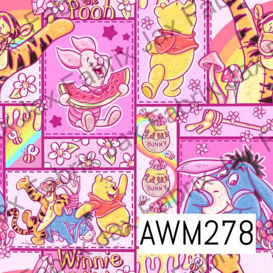Honey Bear Patchwork Bright Pink AWM278
