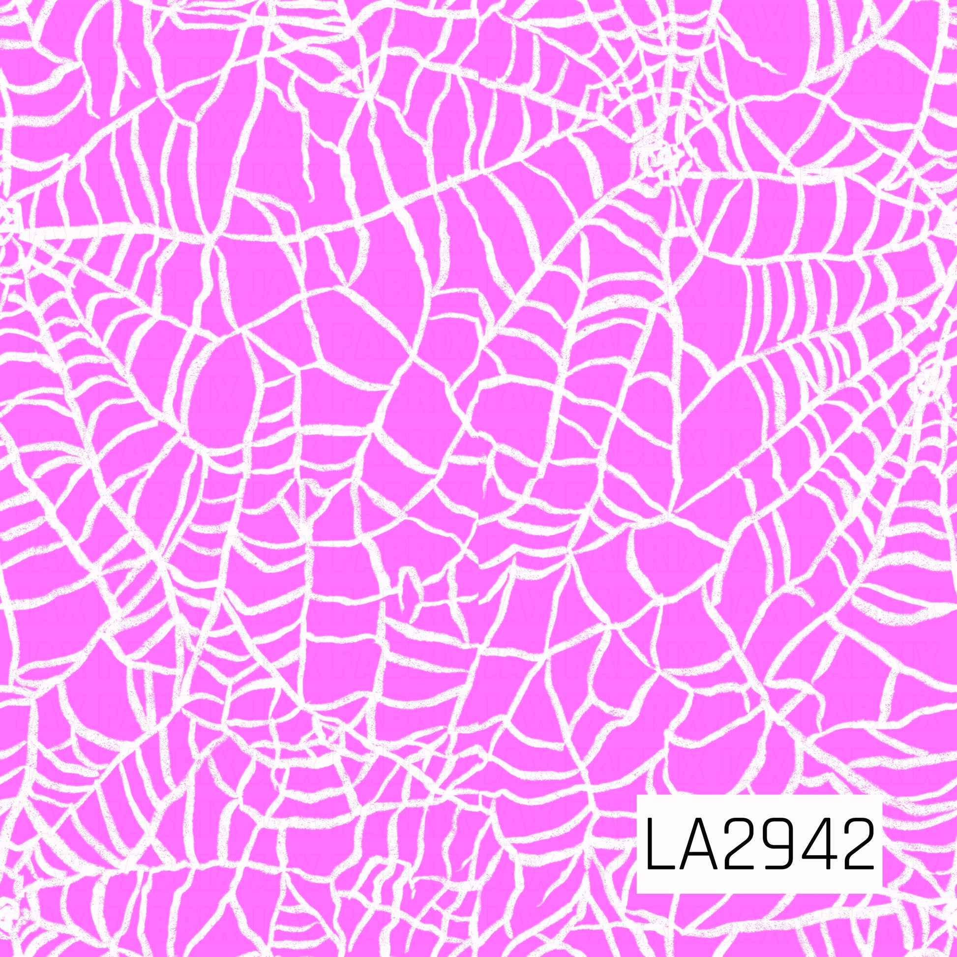 A spooky yet stylish seamless pattern featuring hand-drawn white spider webs layered across a vibrant hot pink background. The sketch-style webs create a playful, textured look, adding the perfect touch of whimsical Halloween charm while making a bold coordinating print.
