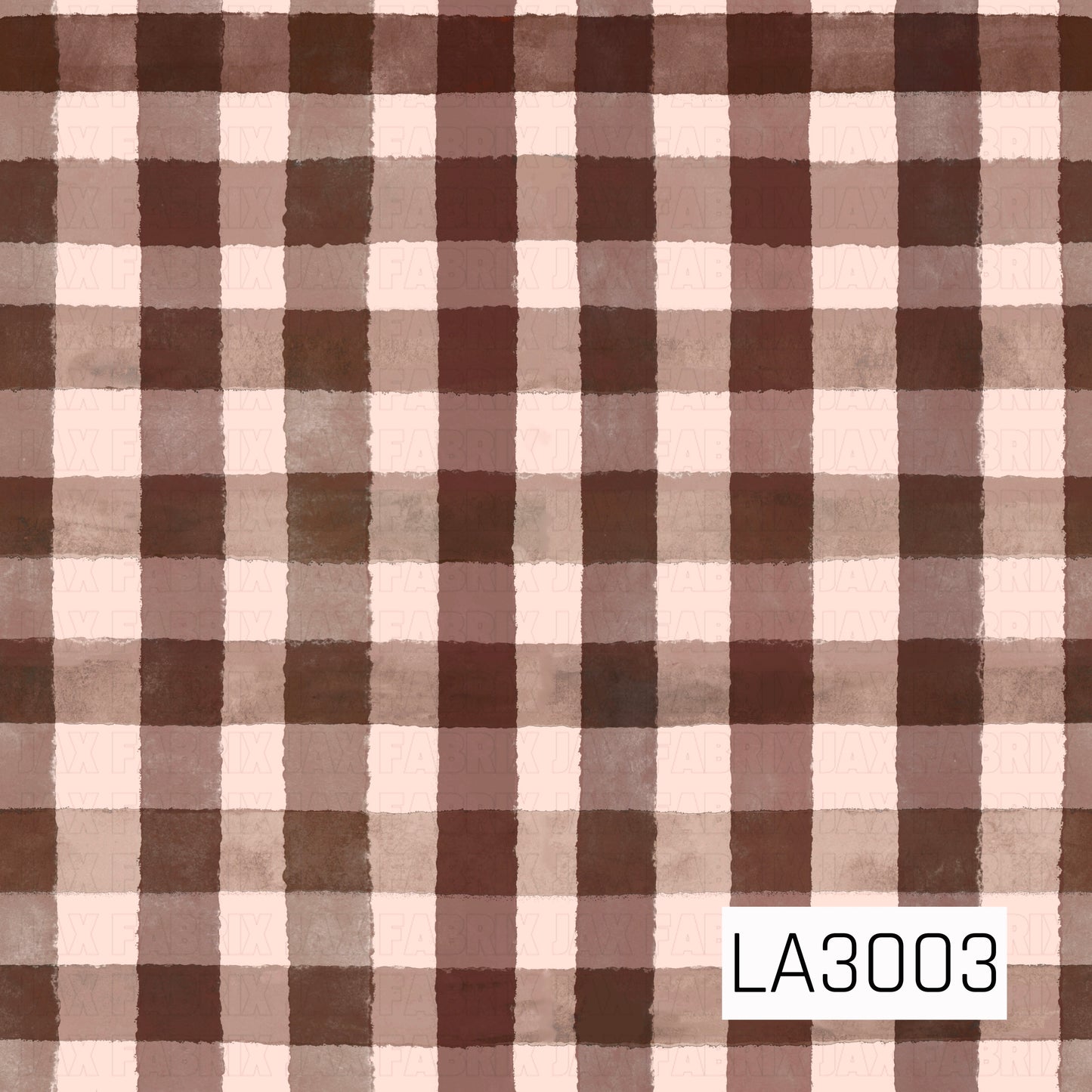 A soft watercolor plaid featuring rich chocolate brown, warm taupe, mocha, and creamy ivory tones. The hand-painted brushstroke texture gives this classic check pattern a cozy, rustic charm, making it a beautiful coordinating print for autumn-inspired and everyday sewing and crafting projects.
