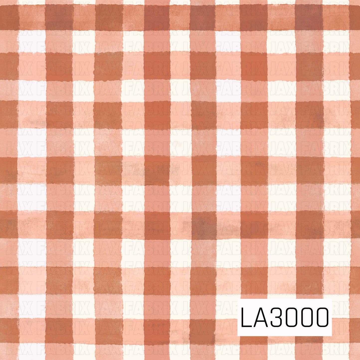 A soft watercolor plaid featuring warm terracotta, peach, blush pink, and creamy white tones. The hand-painted brushstroke texture gives this classic check pattern a light, airy feel while maintaining a cozy autumn aesthetic, making it a beautiful coordinating print for seasonal and everyday sewing and crafting projects.
