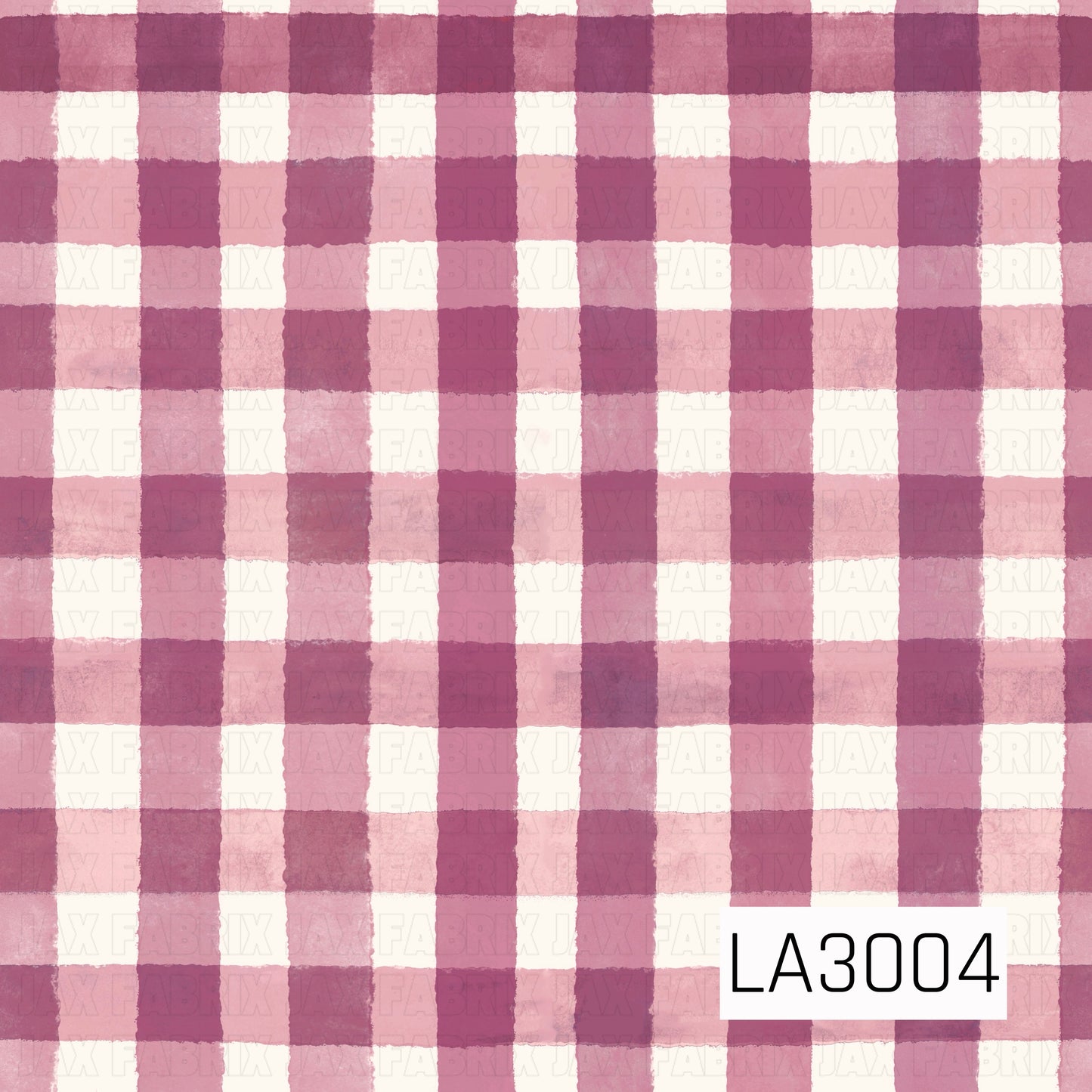 A soft watercolor plaid featuring rich plum, dusty mauve, blush pink, and crisp white tones. The hand-painted brushstroke texture gives this classic check pattern a cozy, vintage-inspired feel, making it a beautiful coordinating print for autumn and everyday sewing and crafting projects.
