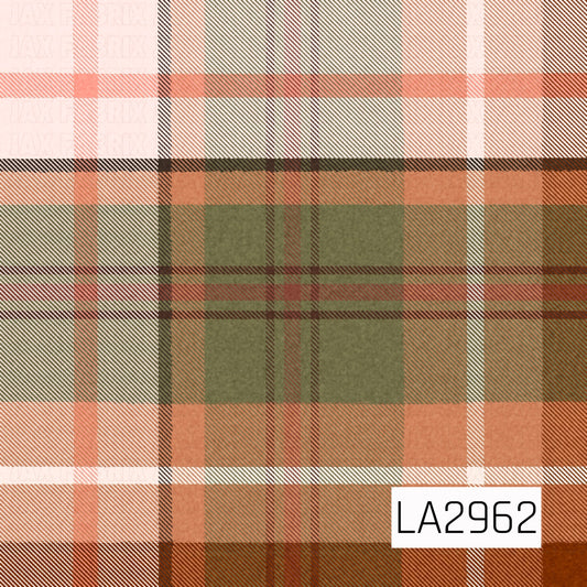 A classic seamless plaid featuring warm rust, peach, olive green, chocolate brown, cream, and soft blush tones woven into a timeless tartan design. The earthy autumn palette gives this versatile pattern a cozy, rustic feel, making it a perfect coordinate for fall and Halloween-inspired collections.
