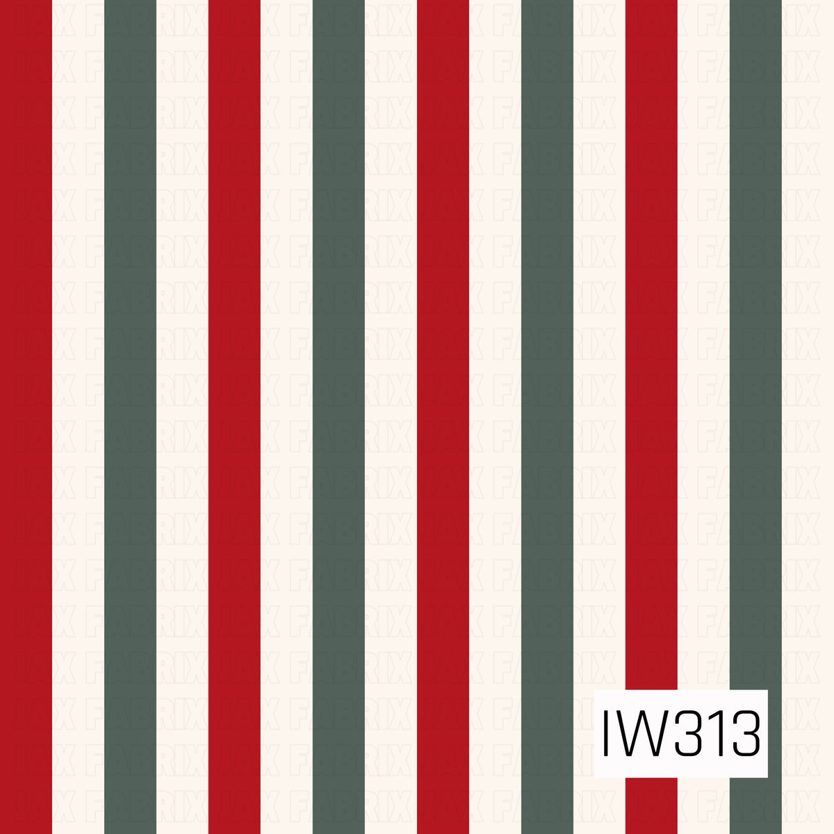 A classic Christmas stripe featuring bold, evenly spaced vertical bands of rich red, muted forest green, and warm ivory. The clean, timeless design has a charming vintage holiday feel.