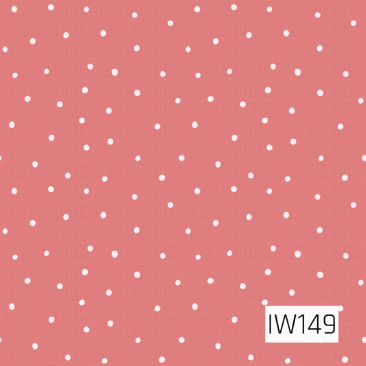 A sweet and simple seamless polka dot pattern featuring tiny, softly textured white dots scattered evenly across a warm dusty rose background. The delicate dots create a charming, timeless design with a subtle hand-painted feel, perfect for coordinating with vintage-inspired florals and romantic prints.