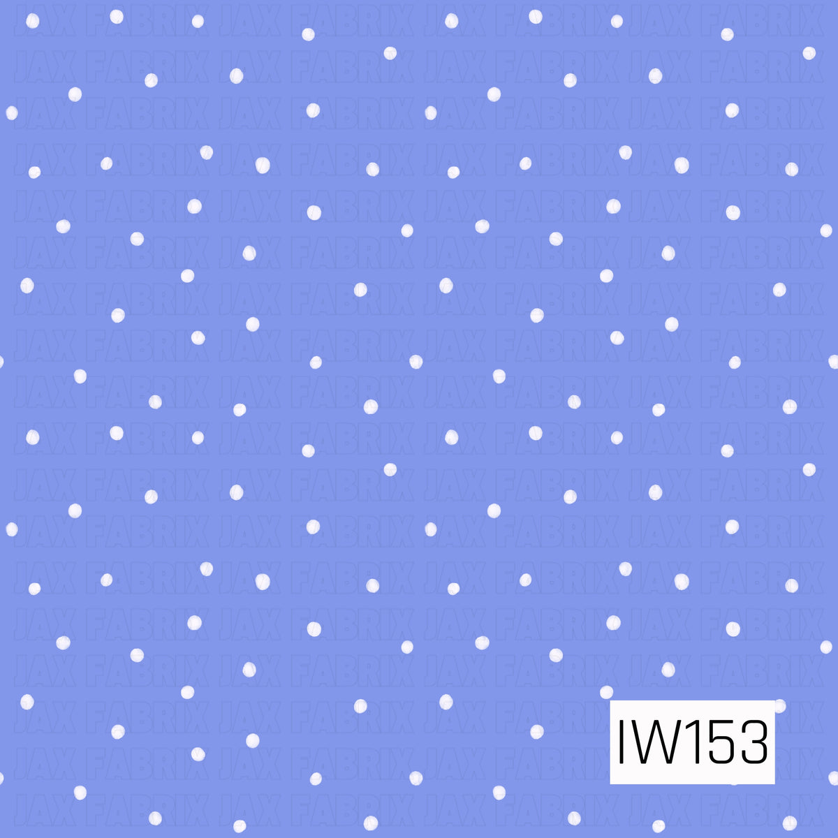 A sweet and simple polka dot pattern featuring small, softly textured white dots scattered evenly across a beautiful periwinkle blue background. The delicate dots create a playful yet classic design with a soft, feminine feel, perfect for coordinating with florals, bows, and other prints.