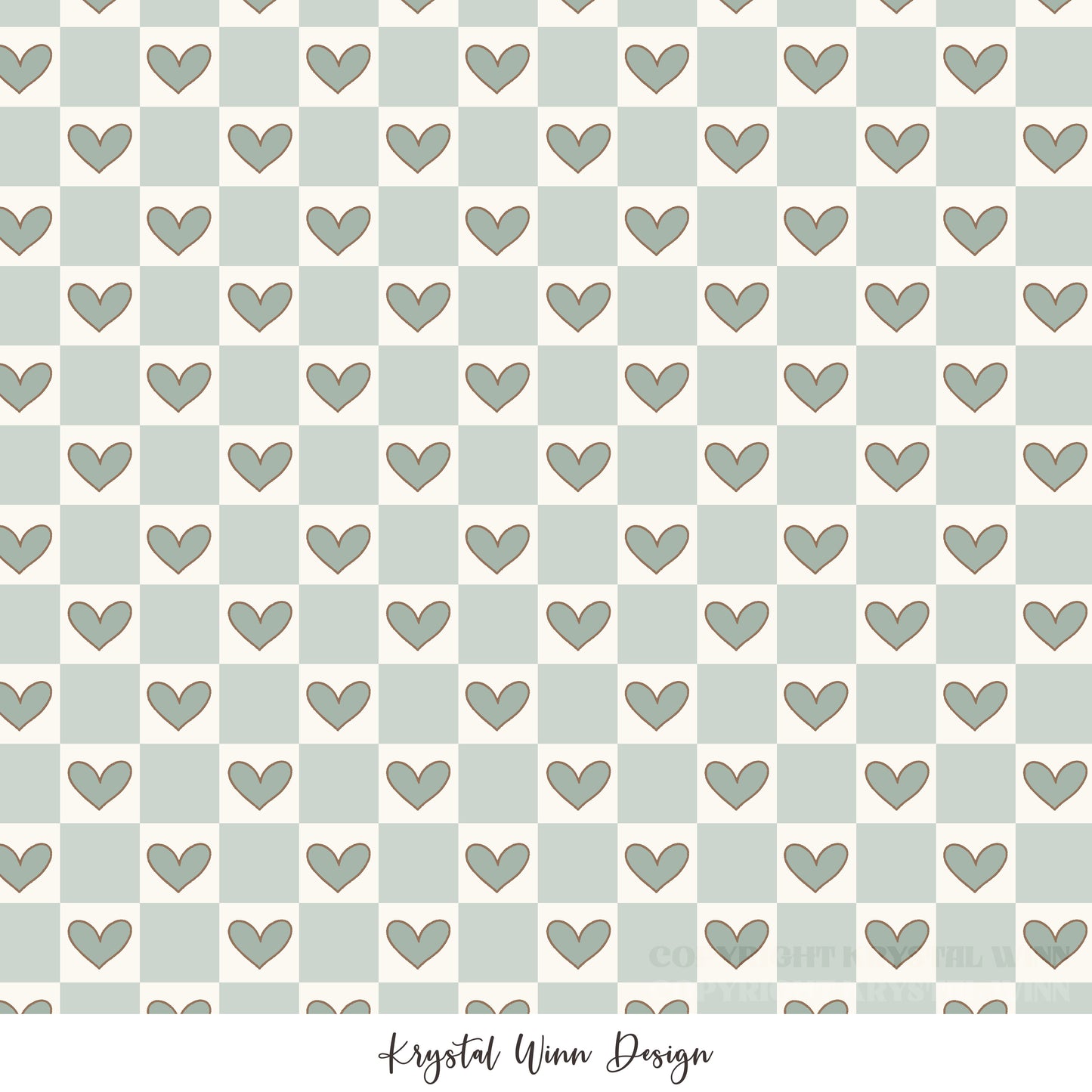 Kitty Love Heart Check Mint KW1097