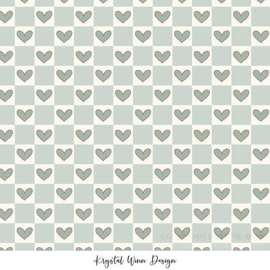 Kitty Love Heart Check Mint KW1097