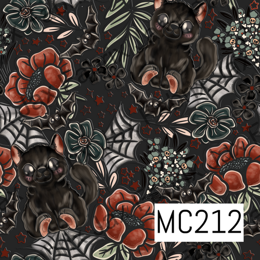 Creature Of The Night Floral Black Cats MC212