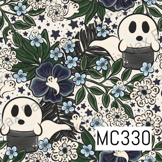 Spooky Garden Flower Ghosts Blue MC330