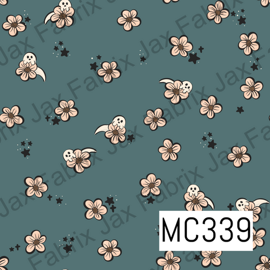 Spooky Garden Flower Ghosts Blue and Pink MC339