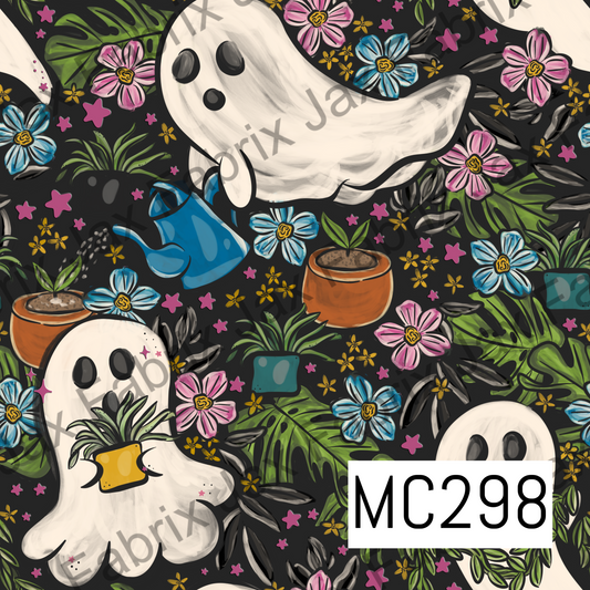 Spooky Garden Ghosts Black MC298