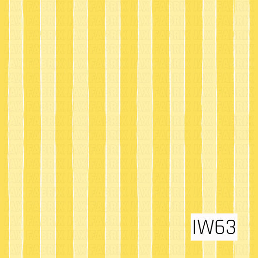 A bright and cheerful vertical cabana stripe pattern featuring alternating shades of sunny golden yellow and soft buttery yellow. Thin, slightly uneven white lines separate each stripe, adding a subtle hand-painted texture and whimsical charm. The warm yellow tones create a fresh, playful, summer-inspired design with a classic coastal feel.