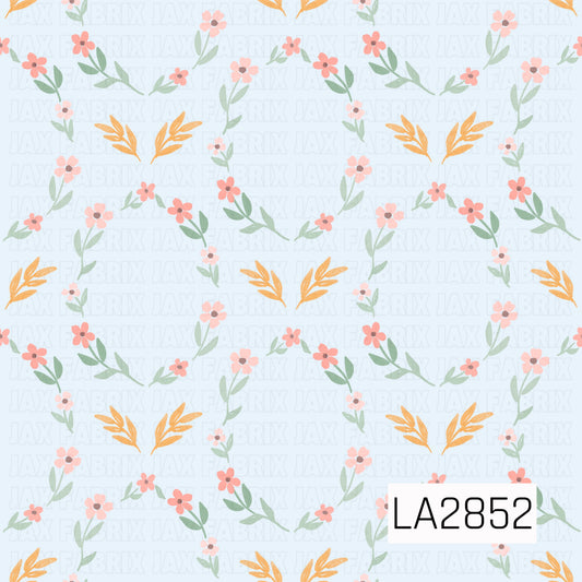 Floral pattern with pink flowers shaped as a frame and yellow leaves on a blue background