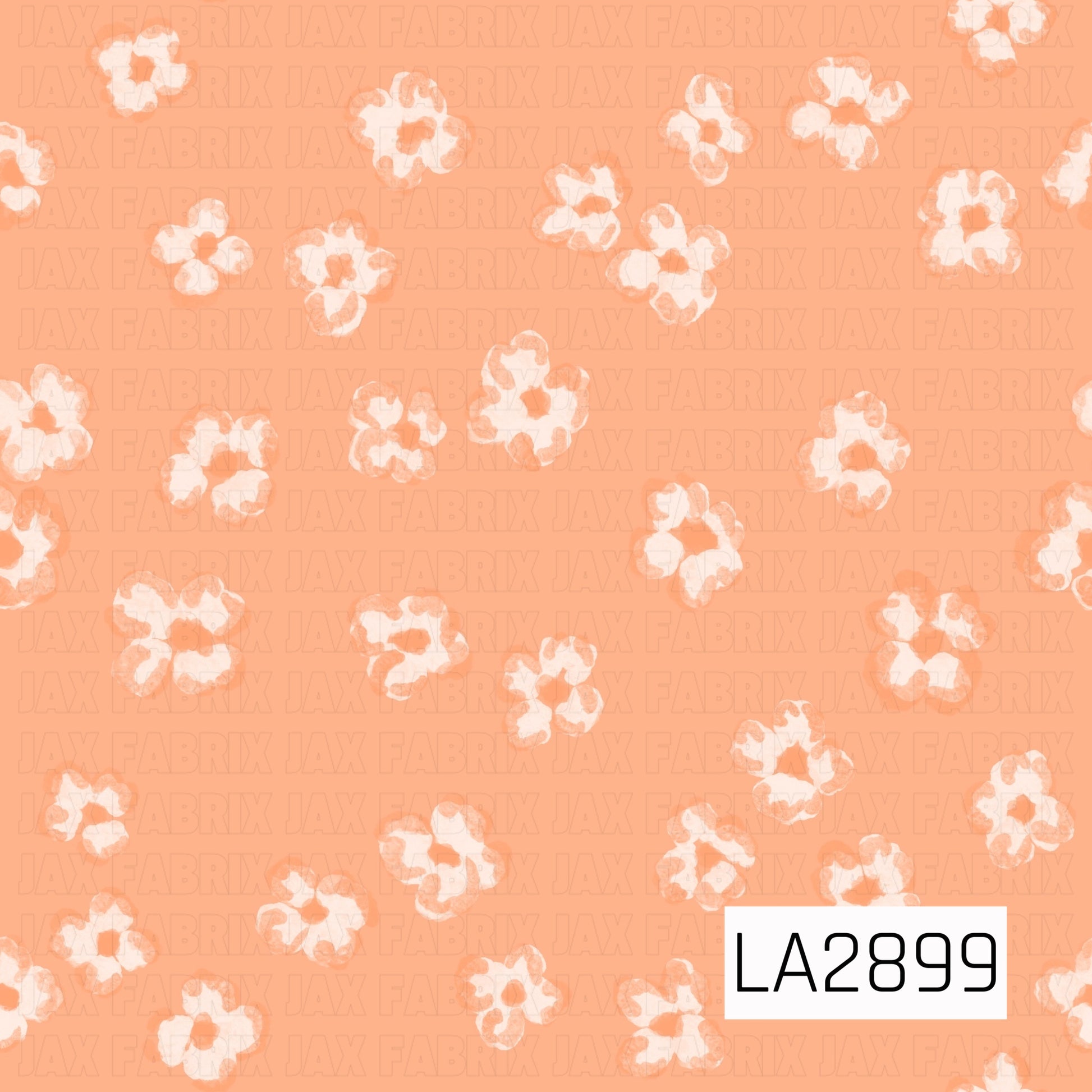 A simple scattered floral pattern featuring soft watercolor blossoms in white and pale peach on a warm light orange background. The minimal hand-painted design adds a subtle, airy touch that's perfect as a coordinating print.
