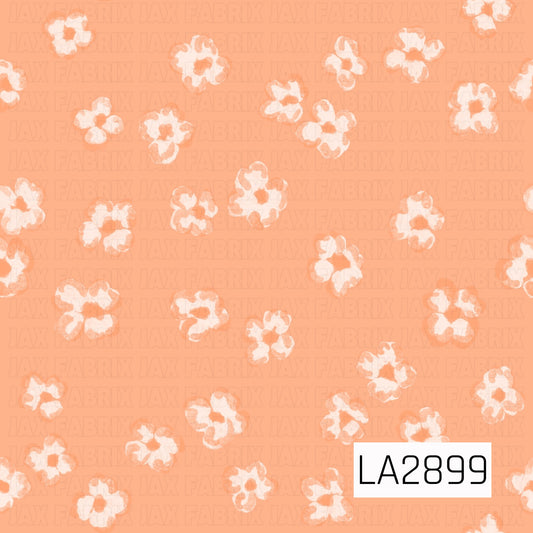 A simple scattered floral pattern featuring soft watercolor blossoms in white and pale peach on a warm light orange background. The minimal hand-painted design adds a subtle, airy touch that's perfect as a coordinating print.
