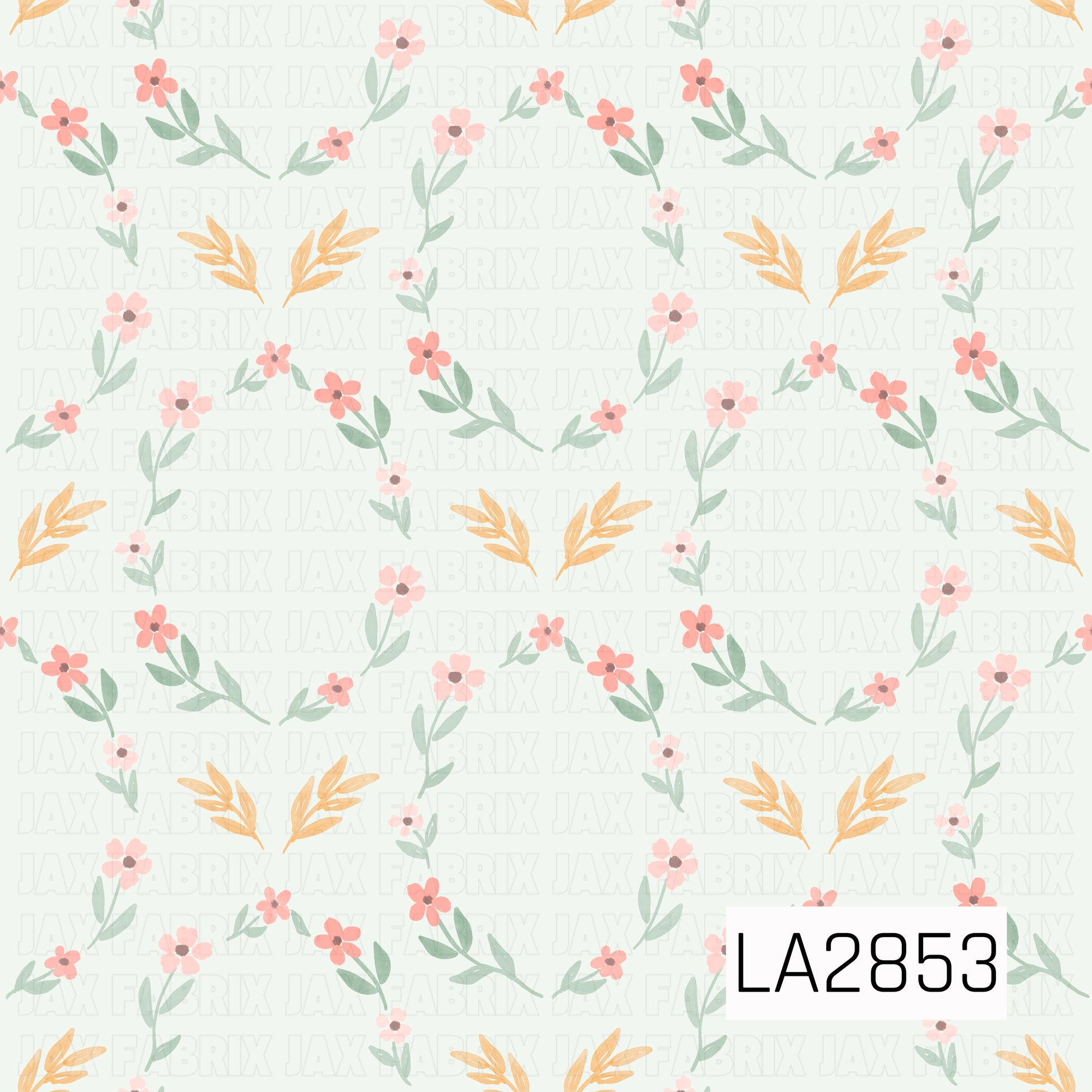 Floral pattern with pink flowers shaped as a frame and yellow leaves on a light sage green background