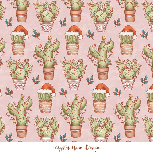 Merry Christmas Y'all Cactus Pink KW559