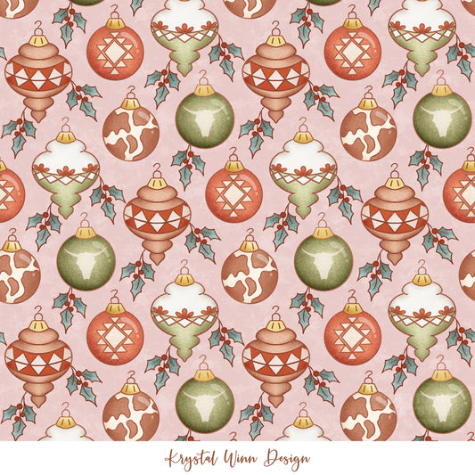 Merry Christmas Y'all Ornaments Pink KW576