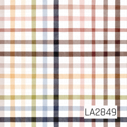 plaid pattern of multi colors. black, brown,coral,rust,green,peach,tan. a fall looking design