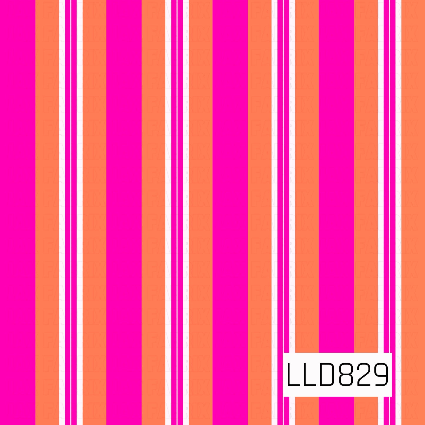 A seamless pattern of hot pink, orange, and white vertical stripes with thin accent lines.
