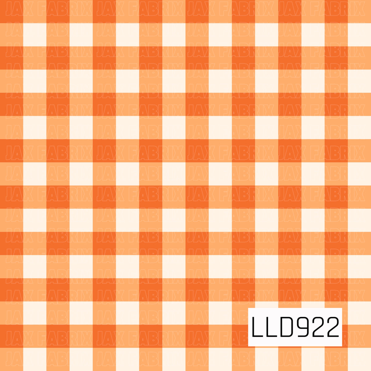 A classic gingham plaid pattern featuring warm orange and peach-toned checks layered with creamy white squares. The soft, slightly uneven lines give the design a cozy hand-drawn feel.
