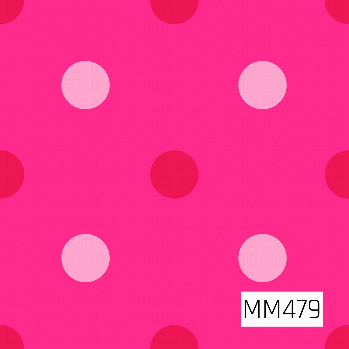 A bold, playful polka dot pattern featuring oversized deep pink and soft blush circles arranged across a vibrant hot pink background. The tonal pink palette gives the simple retro-inspired design a bright, fun, and girly feel.