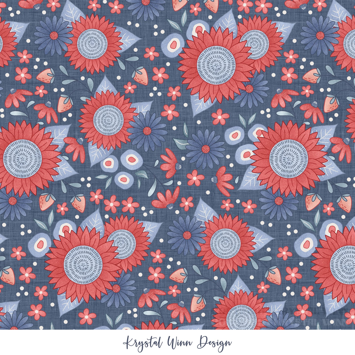 Yankee Doodle Floral Navy KW753