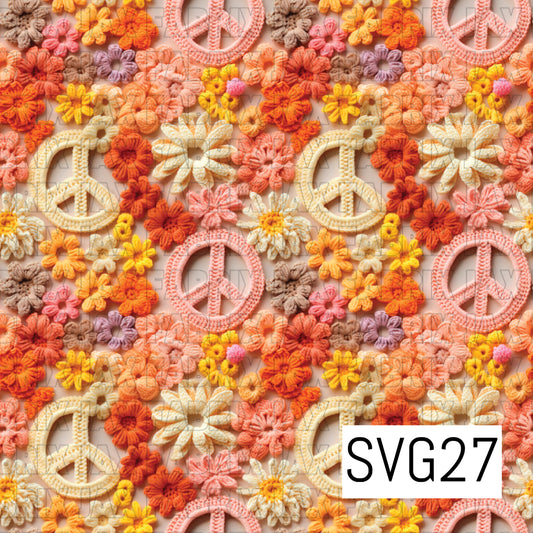 Peace Sign Floral Crochet SVG27