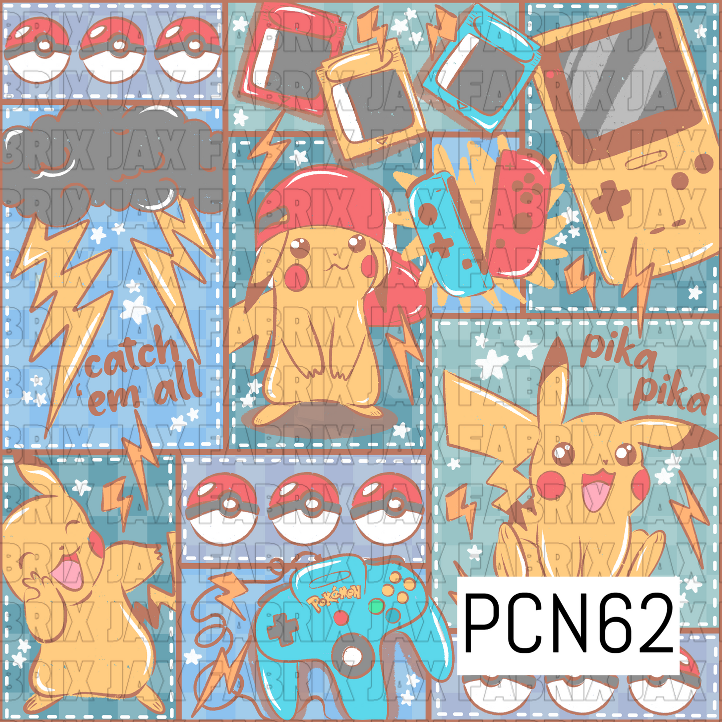 Poke Seamless Quilt Blue Check PCN62