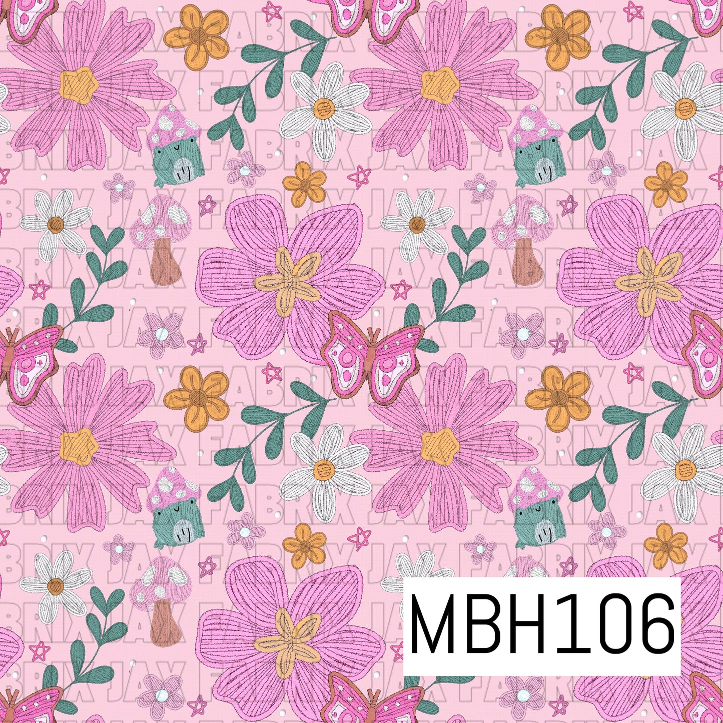 Floral Embroidery Pink MBH106