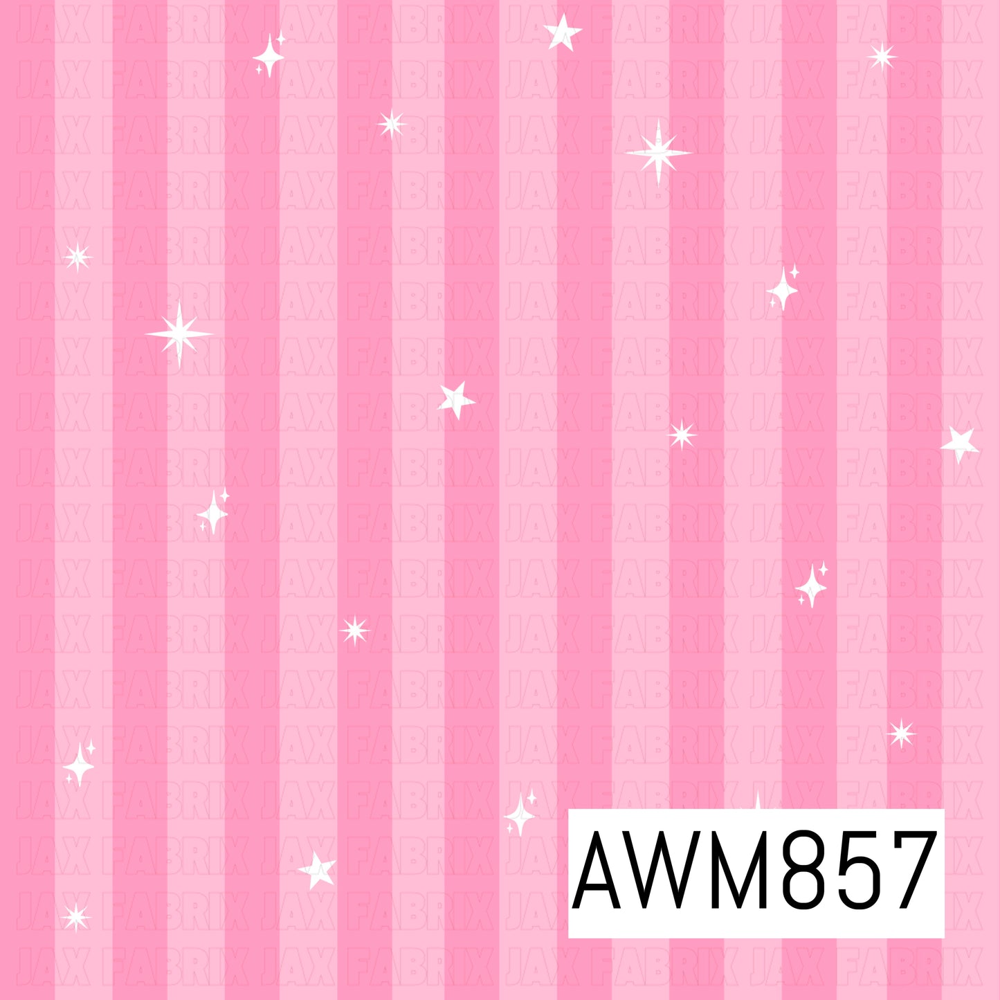 A simple and elegant coordinate design featuring soft pink vertical stripes accented with scattered white twinkling stars and sparkles. The pastel color palette creates a sweet, dreamy, and magical backdrop, perfect as a coordinating print for princess, fantasy, or whimsical-themed collections.